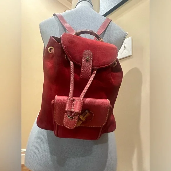 Gucci | Bags | Gucci Red Suede And Leather Bamboo Handle  display picture 1